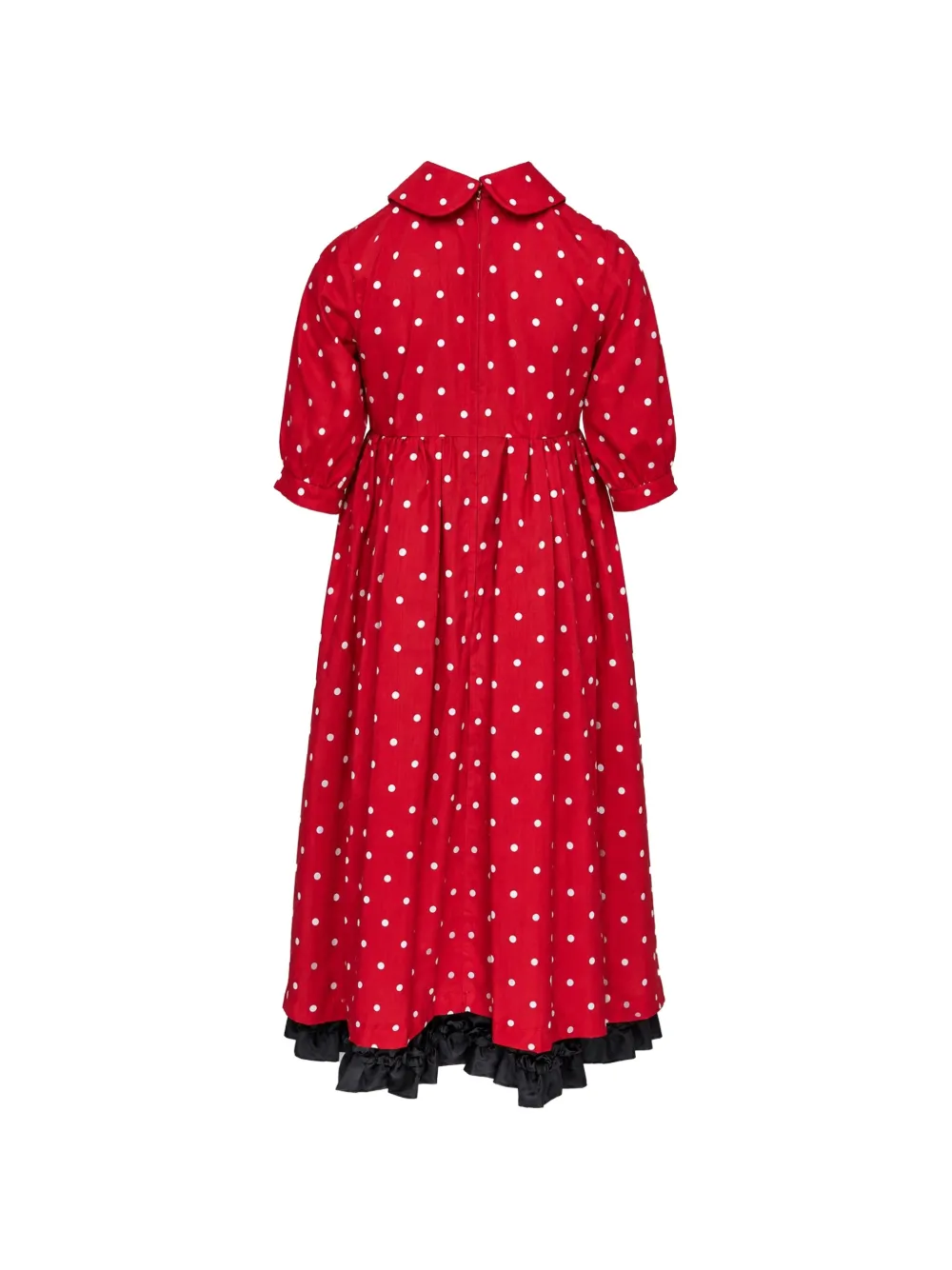 Comme Des Garçons Girl polka-dot ruffled midi dress Rood