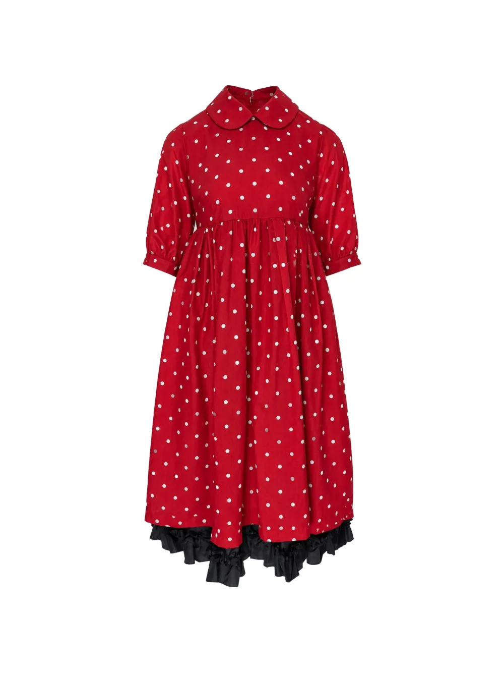 Comme Des Garçons Girl polka-dot ruffled midi dress Rood