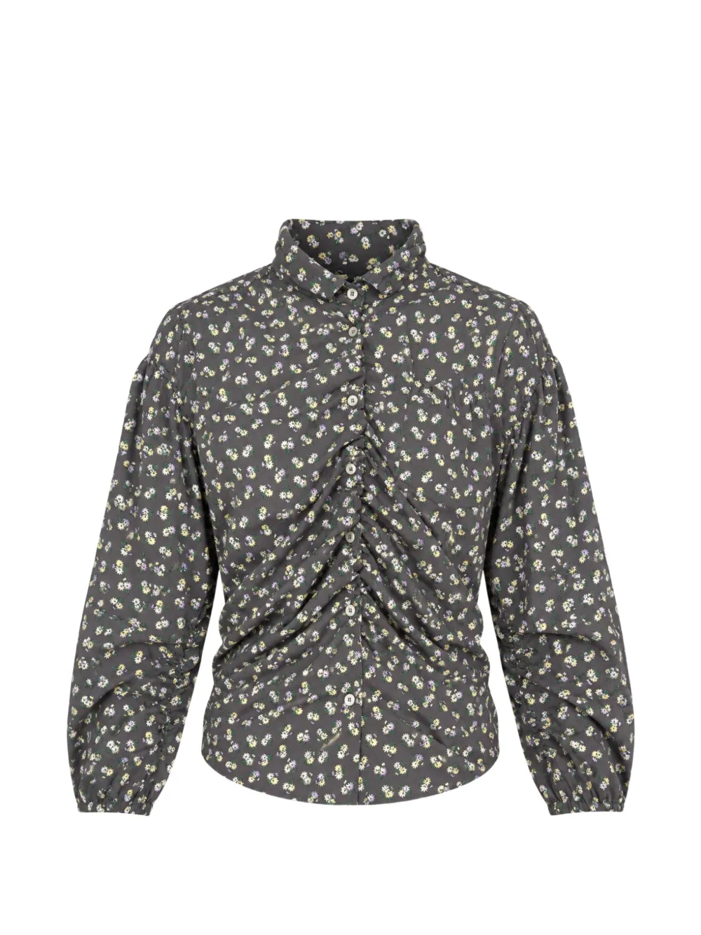 MSGM floral-print ruched shirt - Grau
