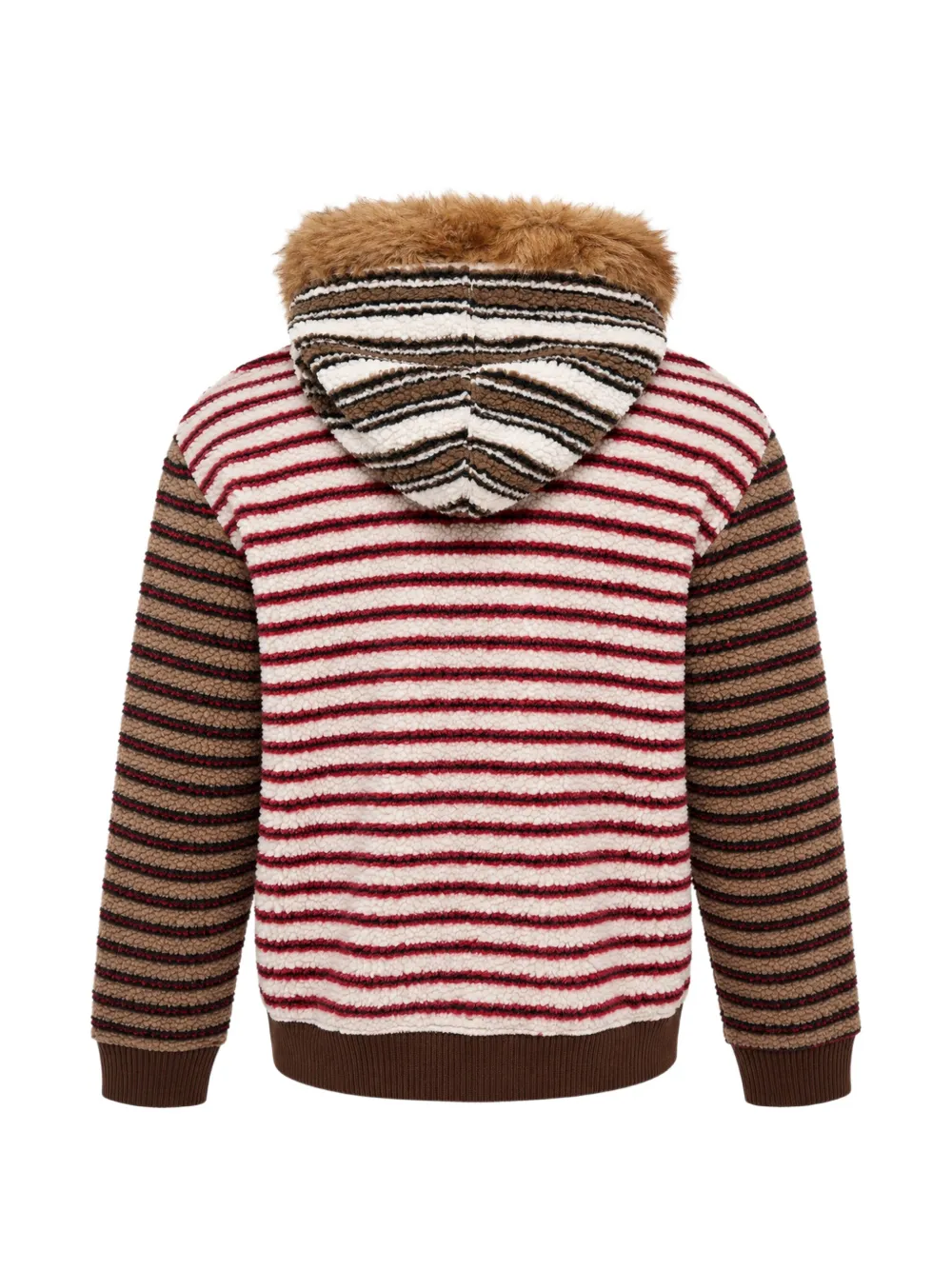 Andersson Bell Gestreepte hoodie met afwerking van imitatiebont Beige