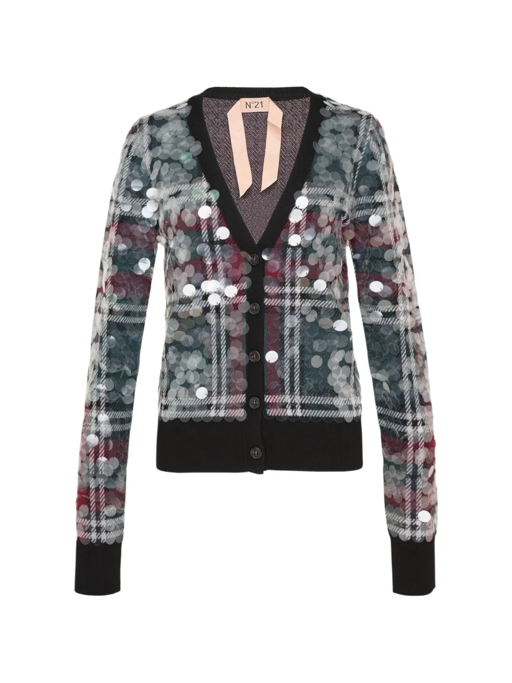Nº21 plaid sequin-embellished wool cardigan - Grün
