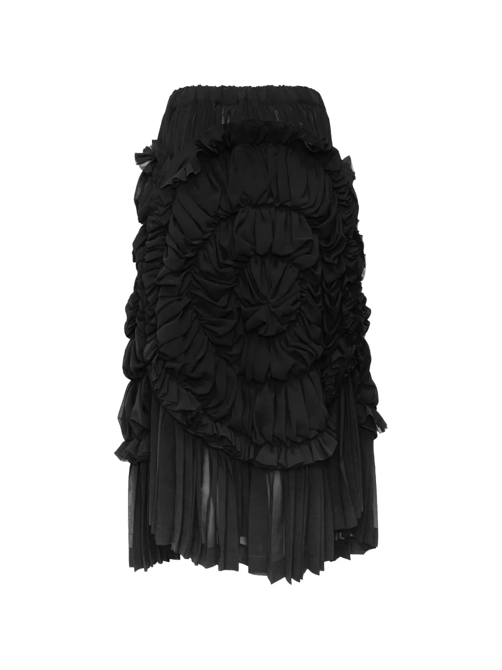 Comme Des Garçons tiered ruffled midi skirt Zwart