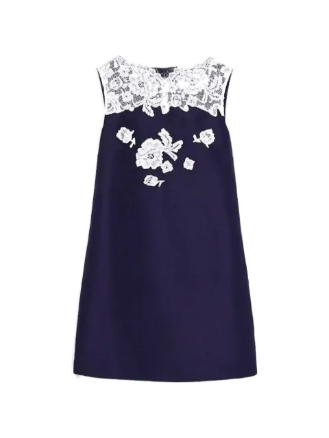 Self-Portrait lace-trimmed floral-appliqué mini dress