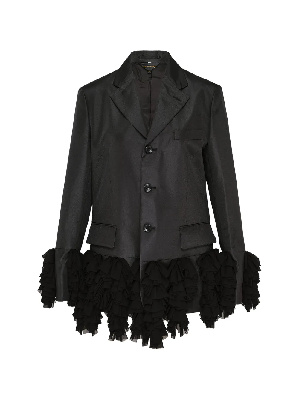 Comme Des Garçons ruffled-hem tailored blazer - Schwarz