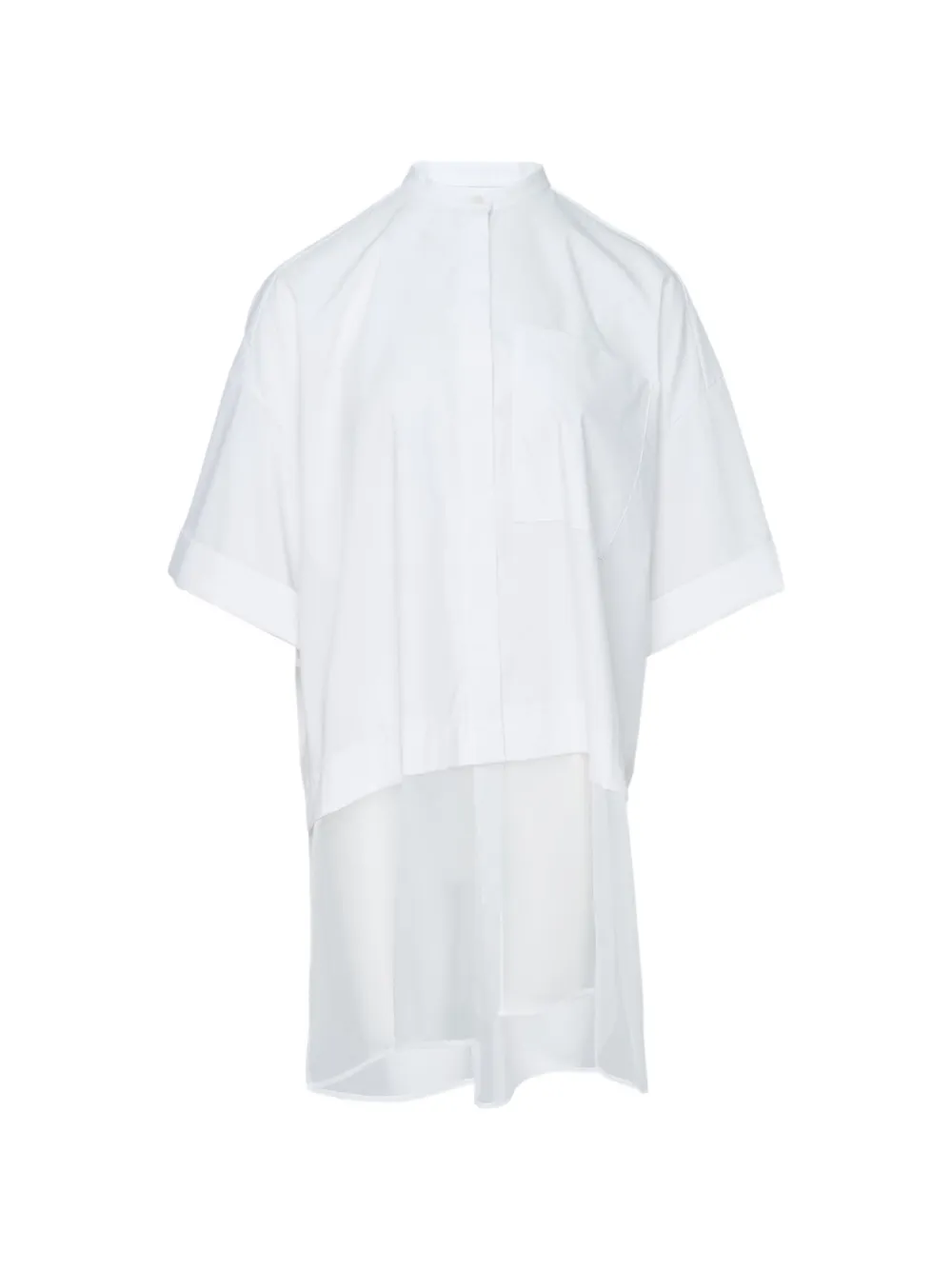 Enföld sheer-panel band-collar shirt