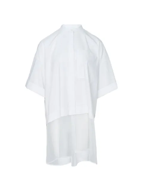 Enföld sheer-panel band-collar shirt