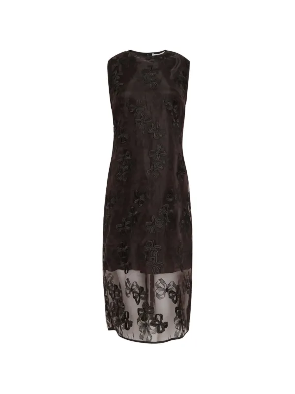 Cecilie Bahnsen Devin Organza Midi Dress in Brown
