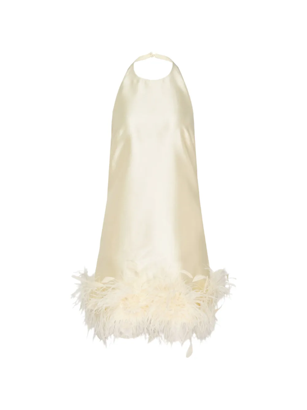 Self-Portrait Taffeta mini-jurk met veren afwerking Geel