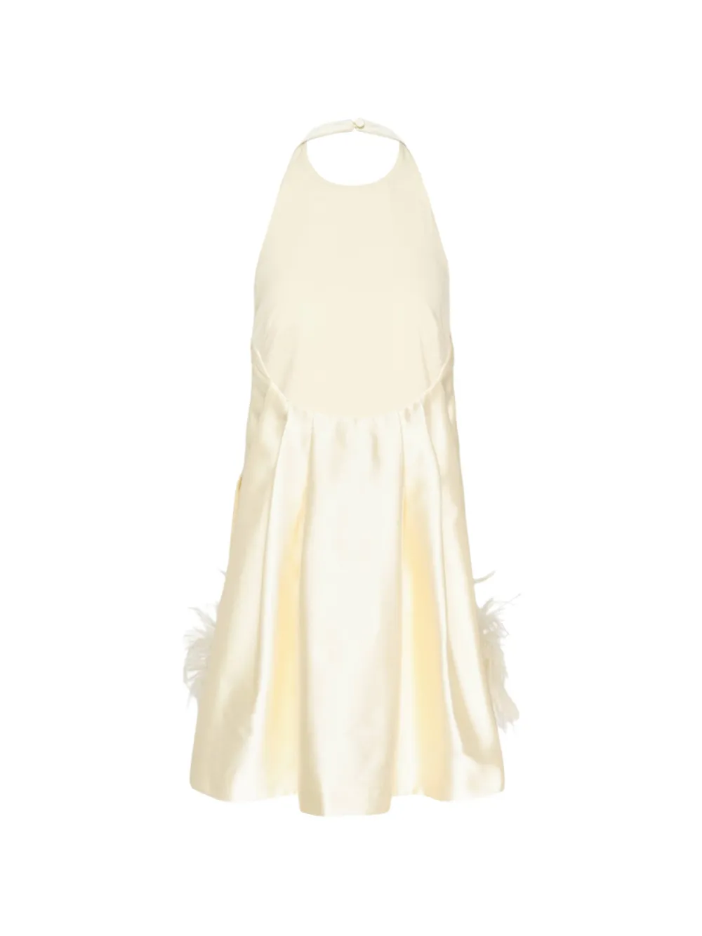 Self-Portrait Taffeta mini-jurk met veren afwerking Geel
