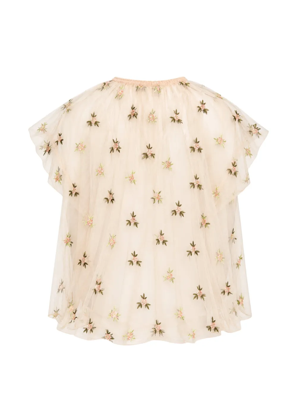 Simone Rocha Gesmockte blouse met geborduurde roos Beige