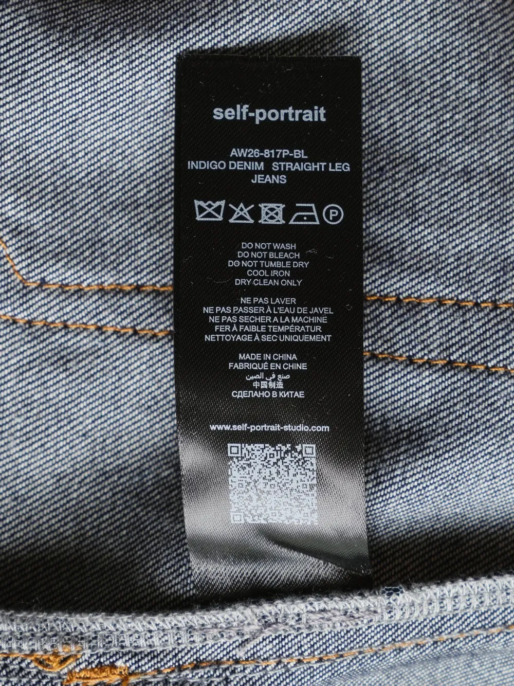 Self-Portrait contrast-stitch jeans Blauw