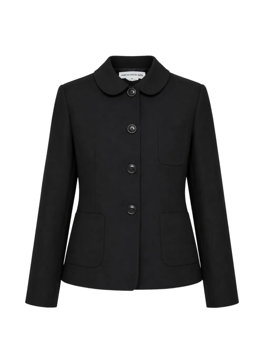Comme Des Garcons Girl Peter-pan Collar Button-up Jacket In Black