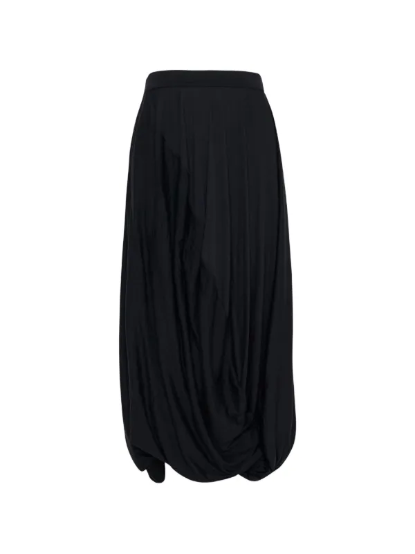 Junya Watanabe Draped Wool Maxi Skirt in Black