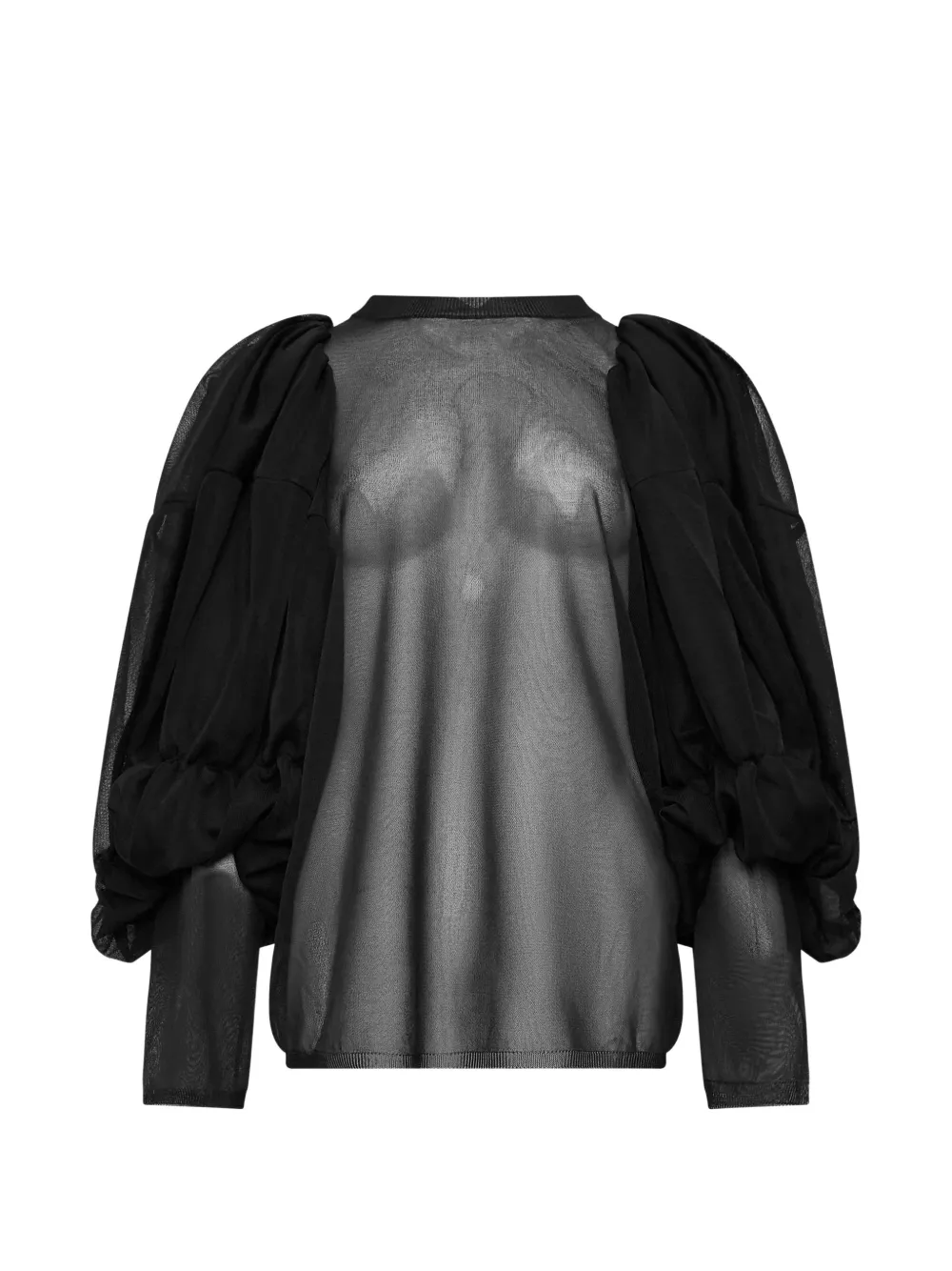 Comme Des Garçons sheer puff-sleeve top Zwart