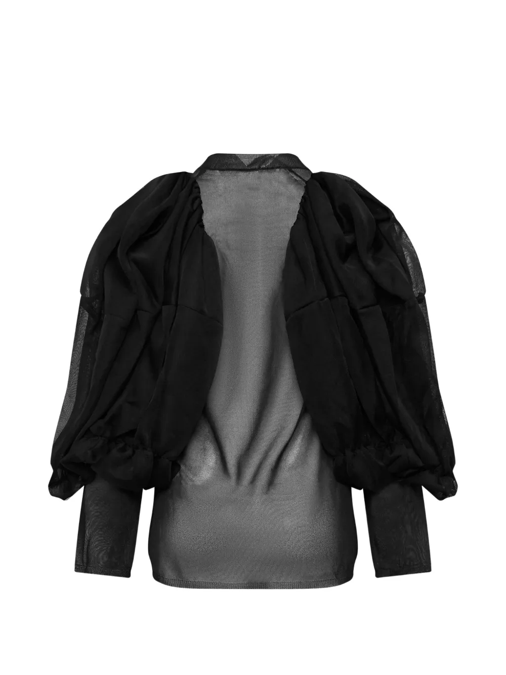 Comme Des Garçons sheer puff-sleeve top Zwart