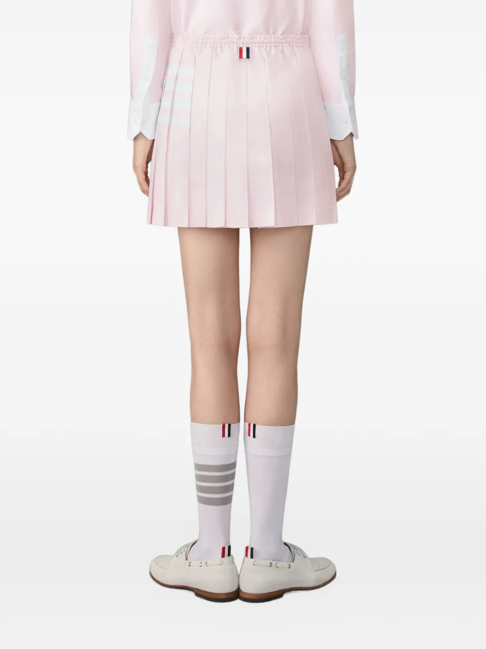 Thom Browne Mini-plooirok met trekkoord en vier strepen Roze