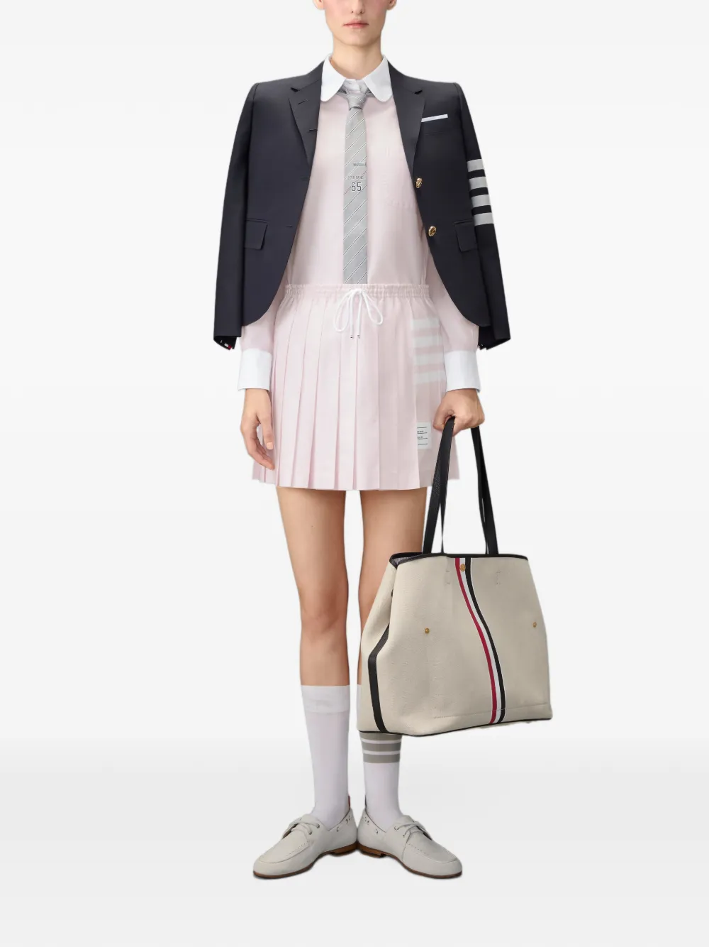 Thom Browne Mini-plooirok met trekkoord en vier strepen Roze