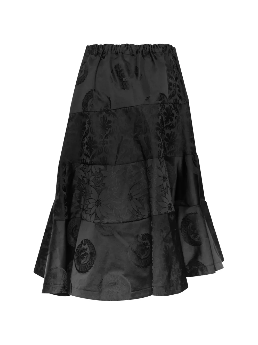 Comme Des Garçons Comme Des Garçons Midi-rok met patchwork en jacquard Zwart
