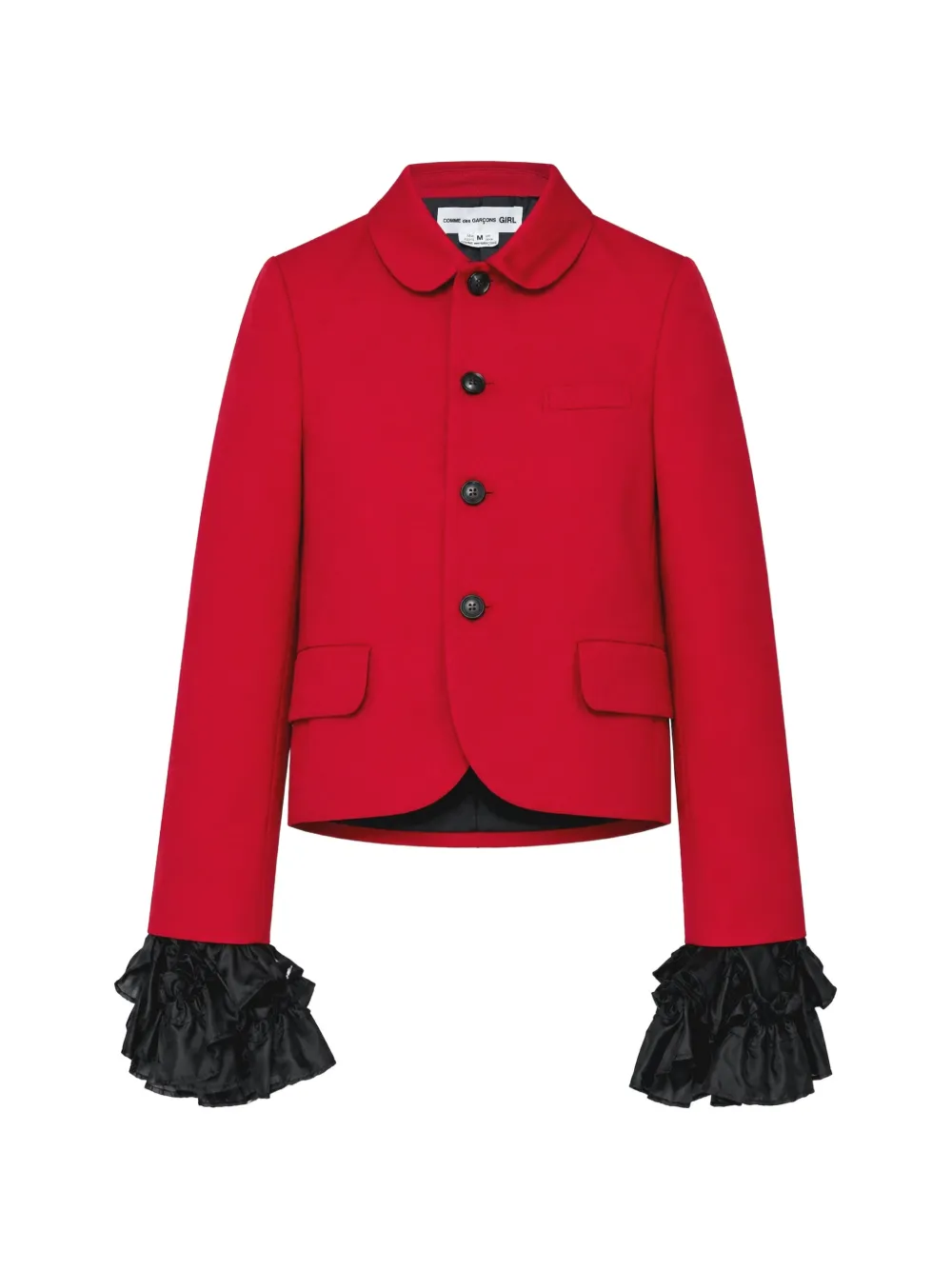 Comme Des Garcons Girl Ruffled-cuff Tailored Jacket In Red