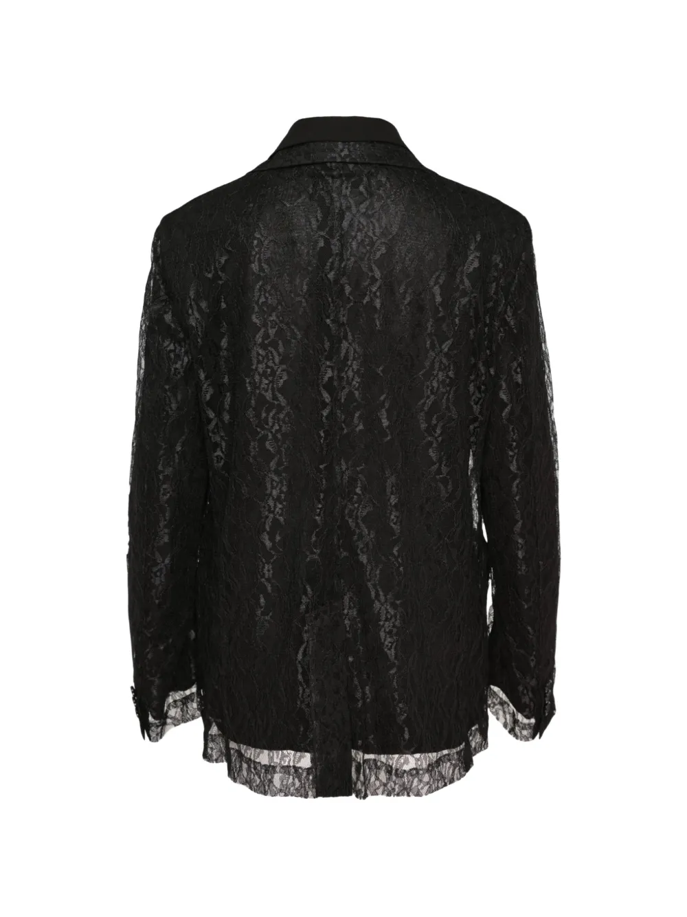 Comme Des Garçons lace-overlay layered blazer Zwart