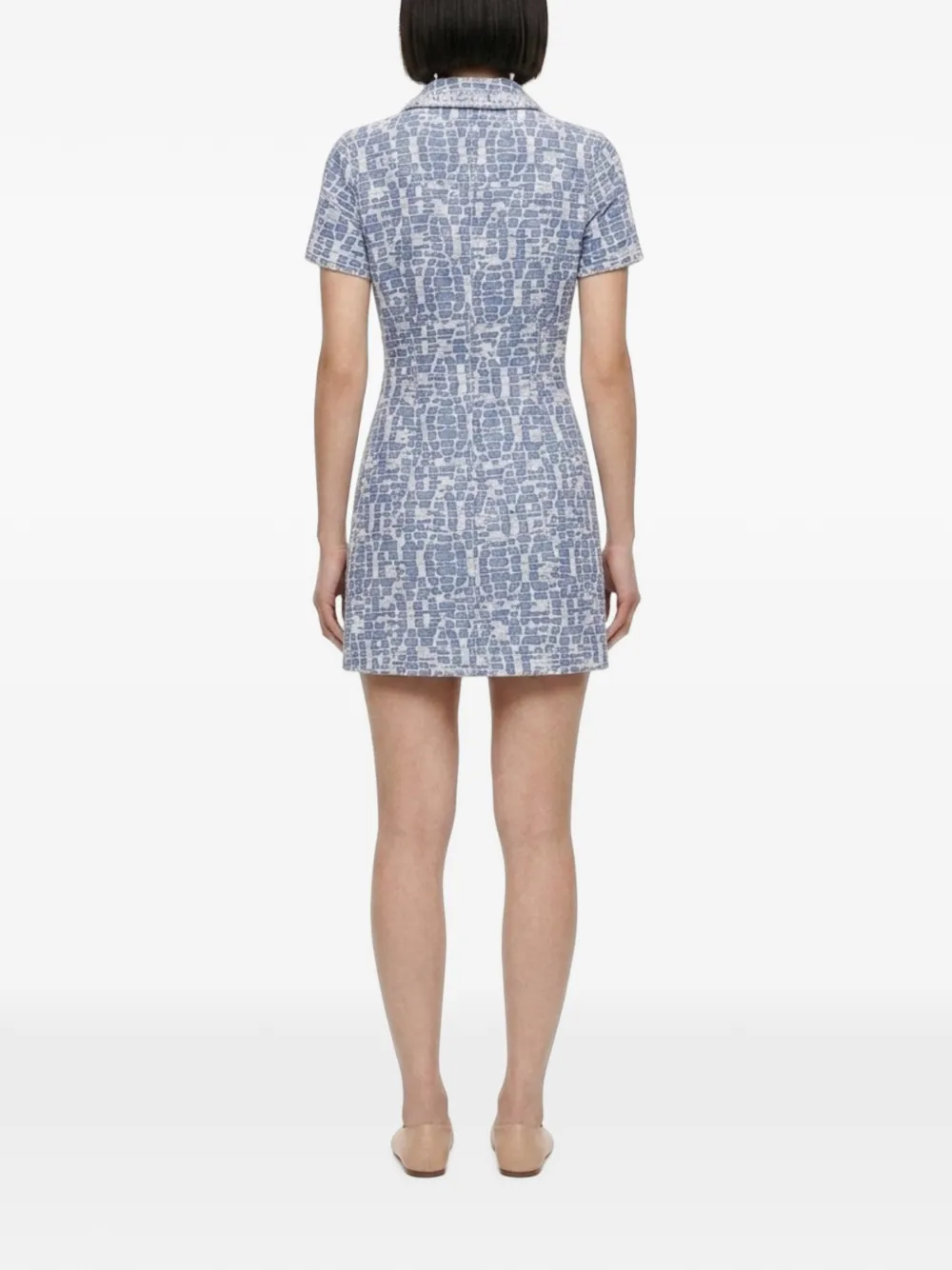 Self-Portrait Denim mini-jurk met textuur Blauw