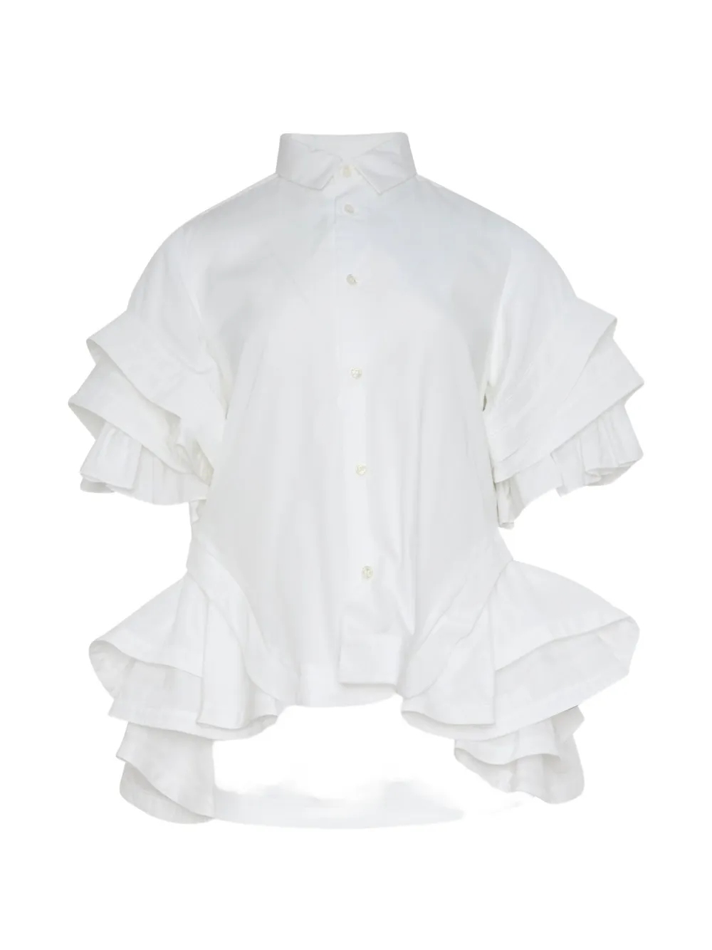 Noir Kei Ninomiya ruffled flared shirt - Weiß