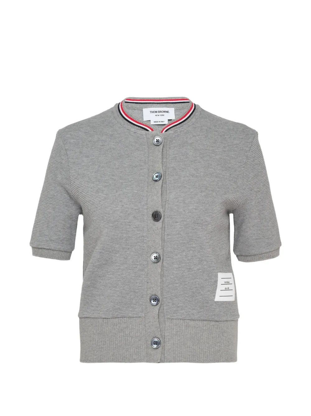 Thom Browne cotton waffle short-sleeve cardigan - Grigio