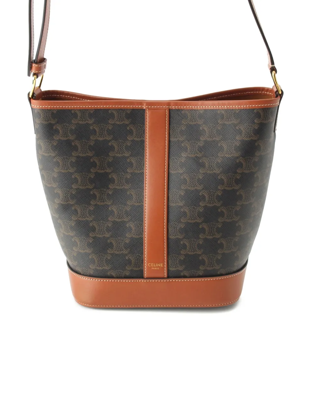 Celine Pre-Owned 2019-2026 Small Triomphe Coated Canvas bucket bag - Marrone