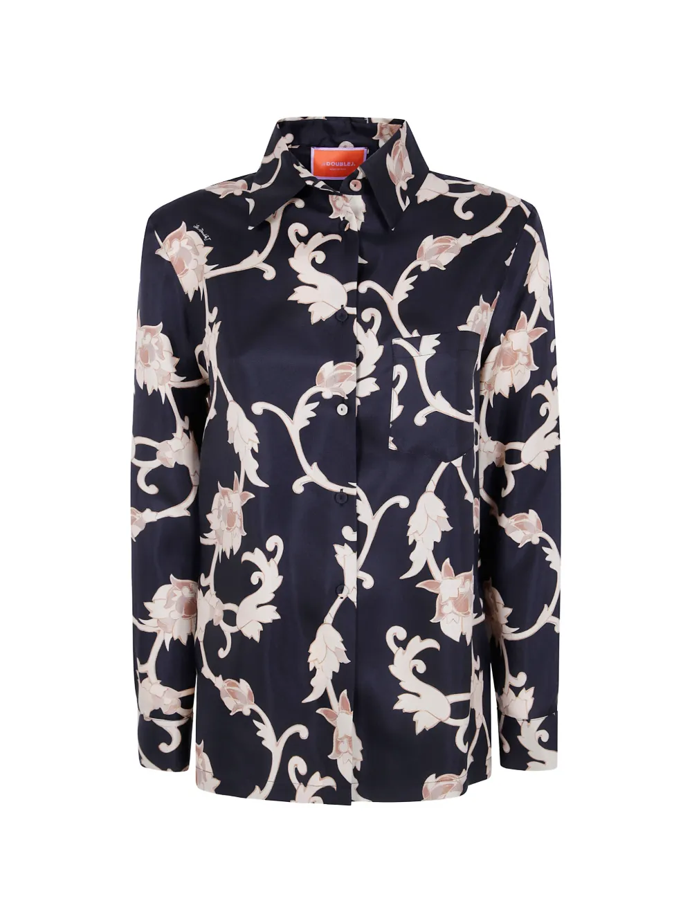 La Doublej Floral-print Silk Shirt In Schwarz