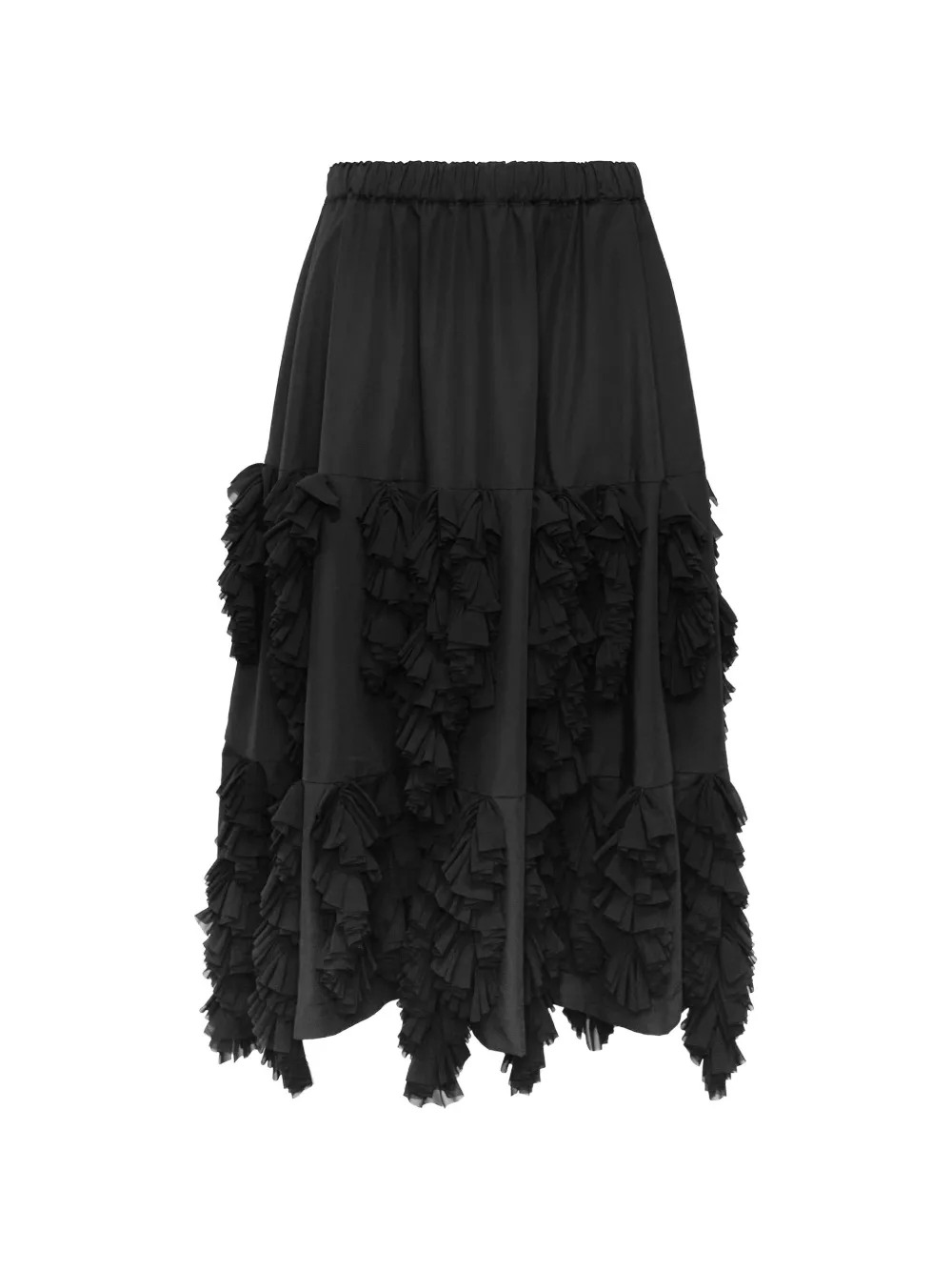 Comme Des Garçons layered ruffled midi skirt Zwart