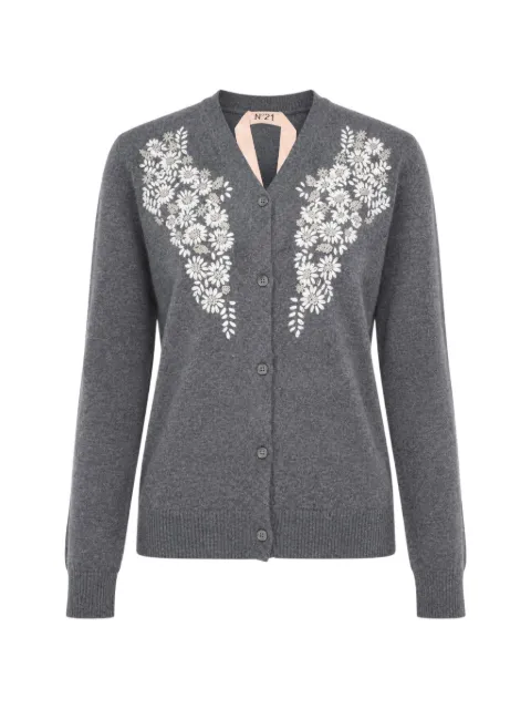Nº21 floral-embroidered cardigan