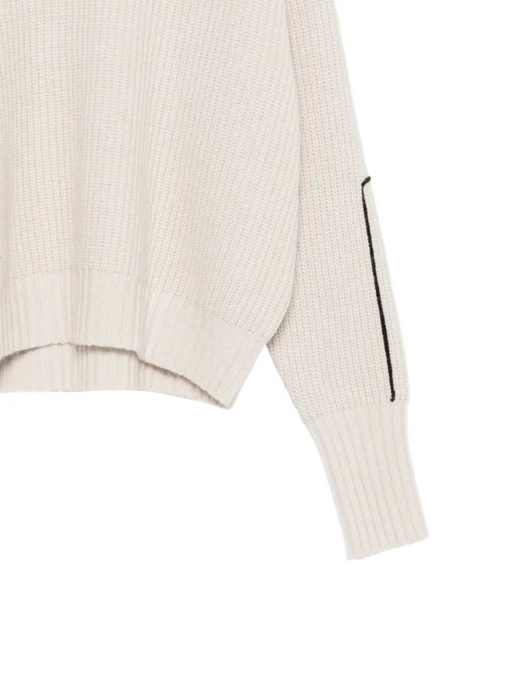 Roberto Collina ribbed-knit embroidered-sleeve sweater Beige