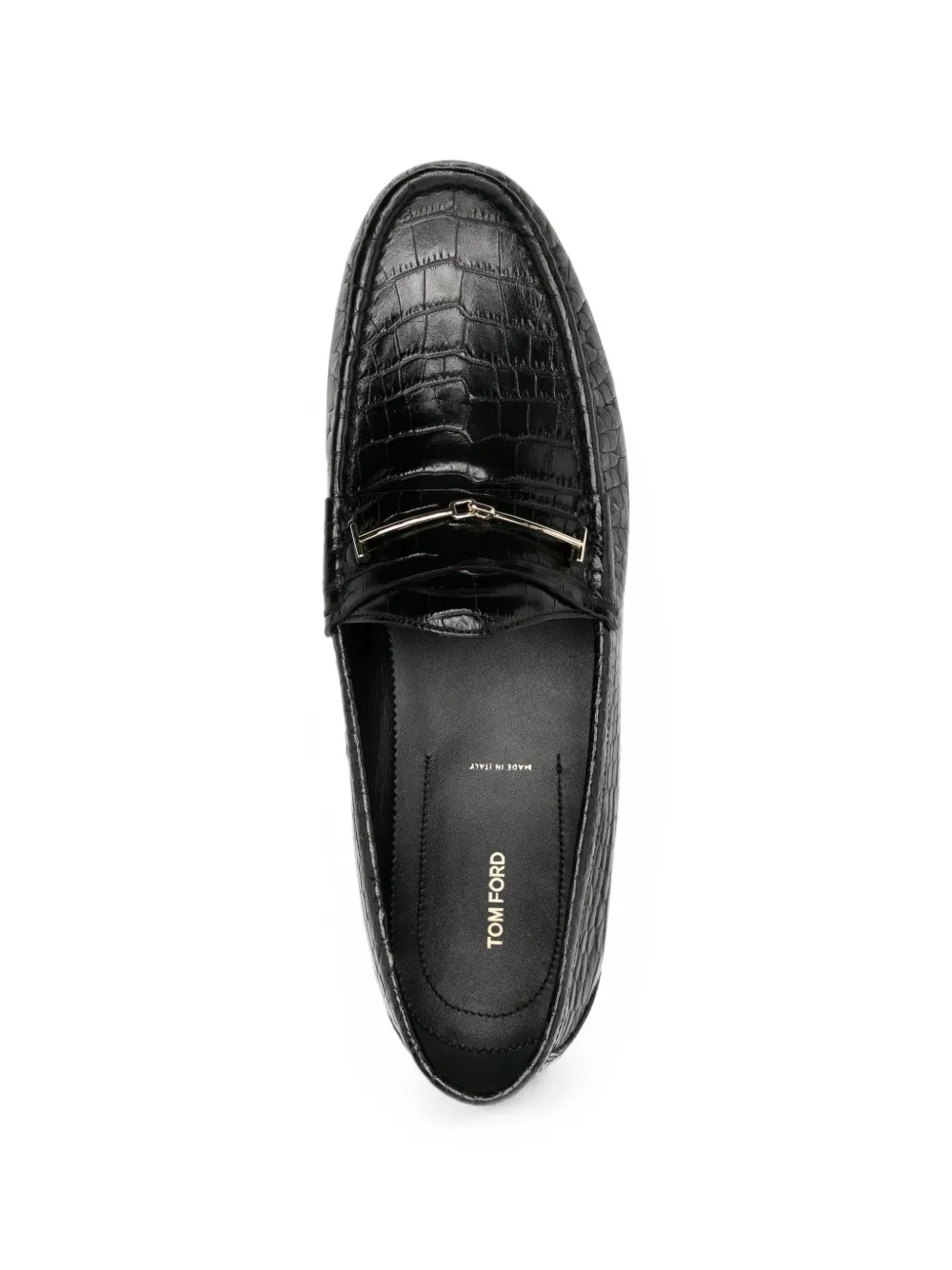 TOM FORD crocodile-effect T-bar loafers Zwart