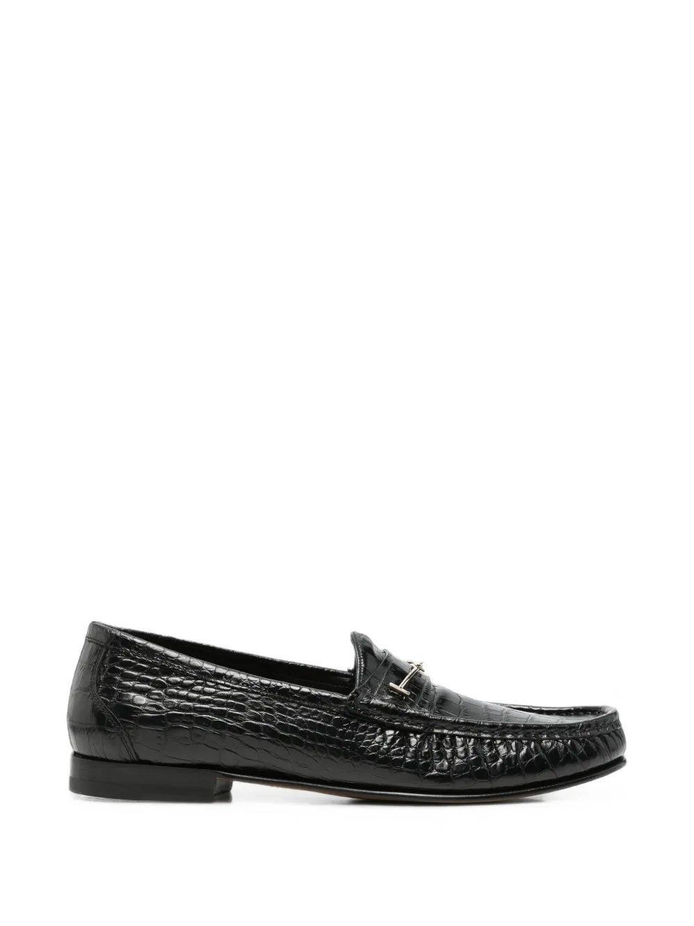 TOM FORD crocodile-effect T-bar loafers - Nero