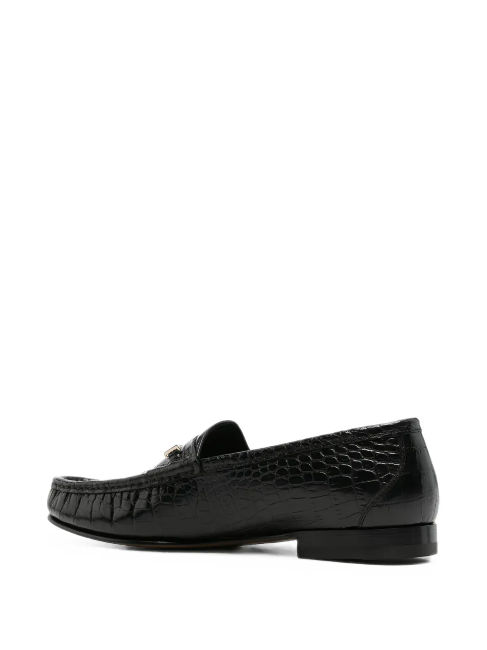 TOM FORD crocodile-effect T-bar loafers Zwart