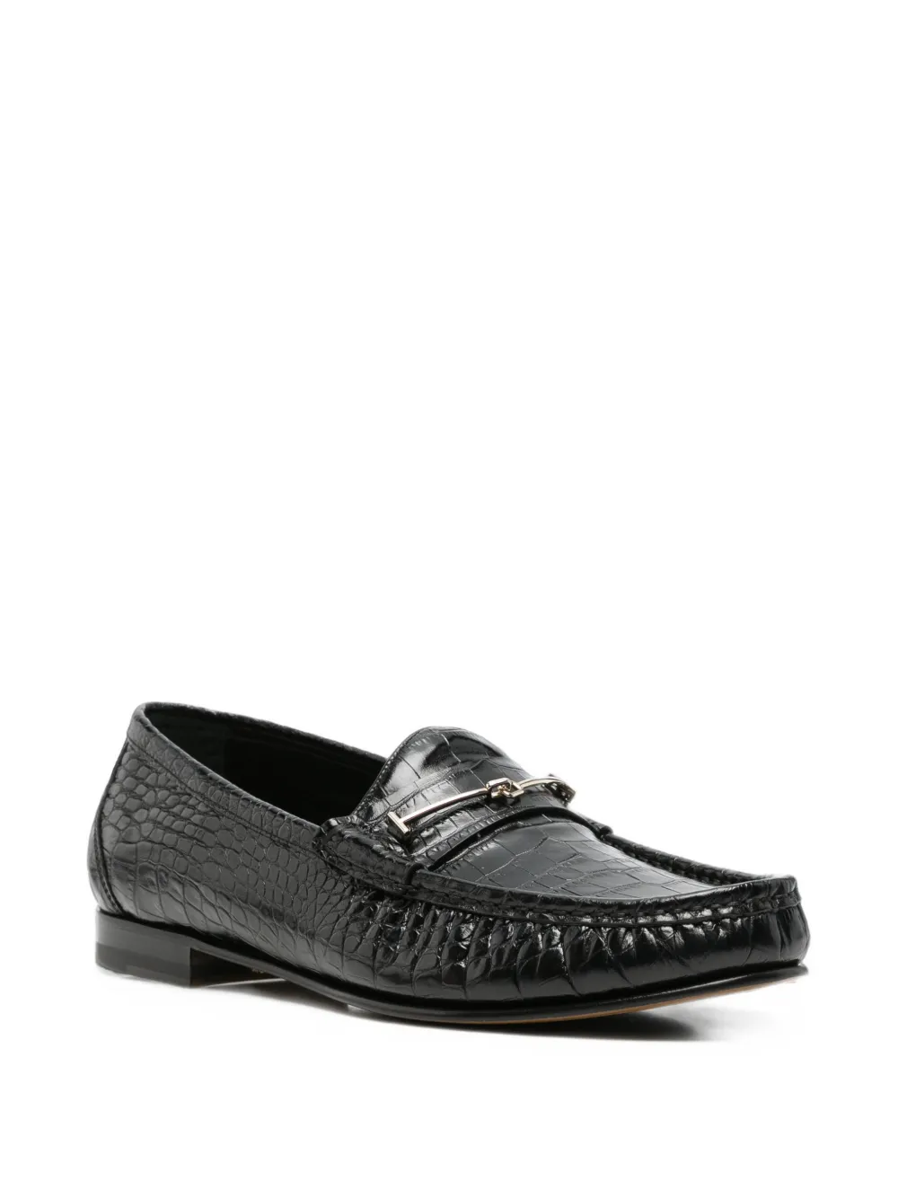 TOM FORD crocodile-effect T-bar loafers Zwart