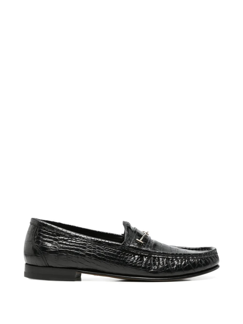 TOM FORD crocodile-effect T-bar loafers - Nero