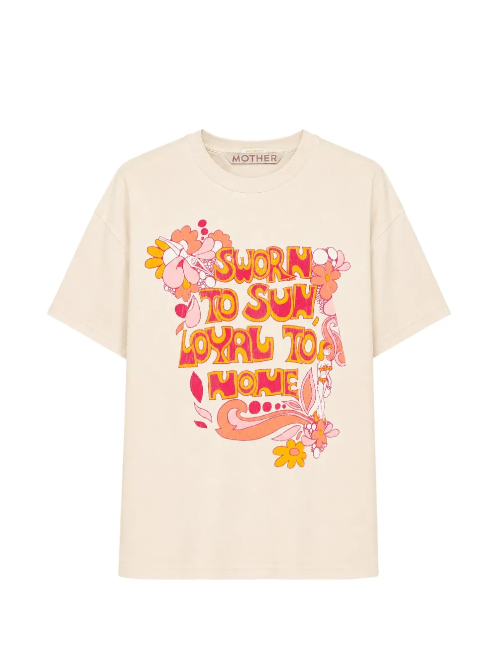 MOTHER Sleep-Over graphic-print T-shirt - Nude