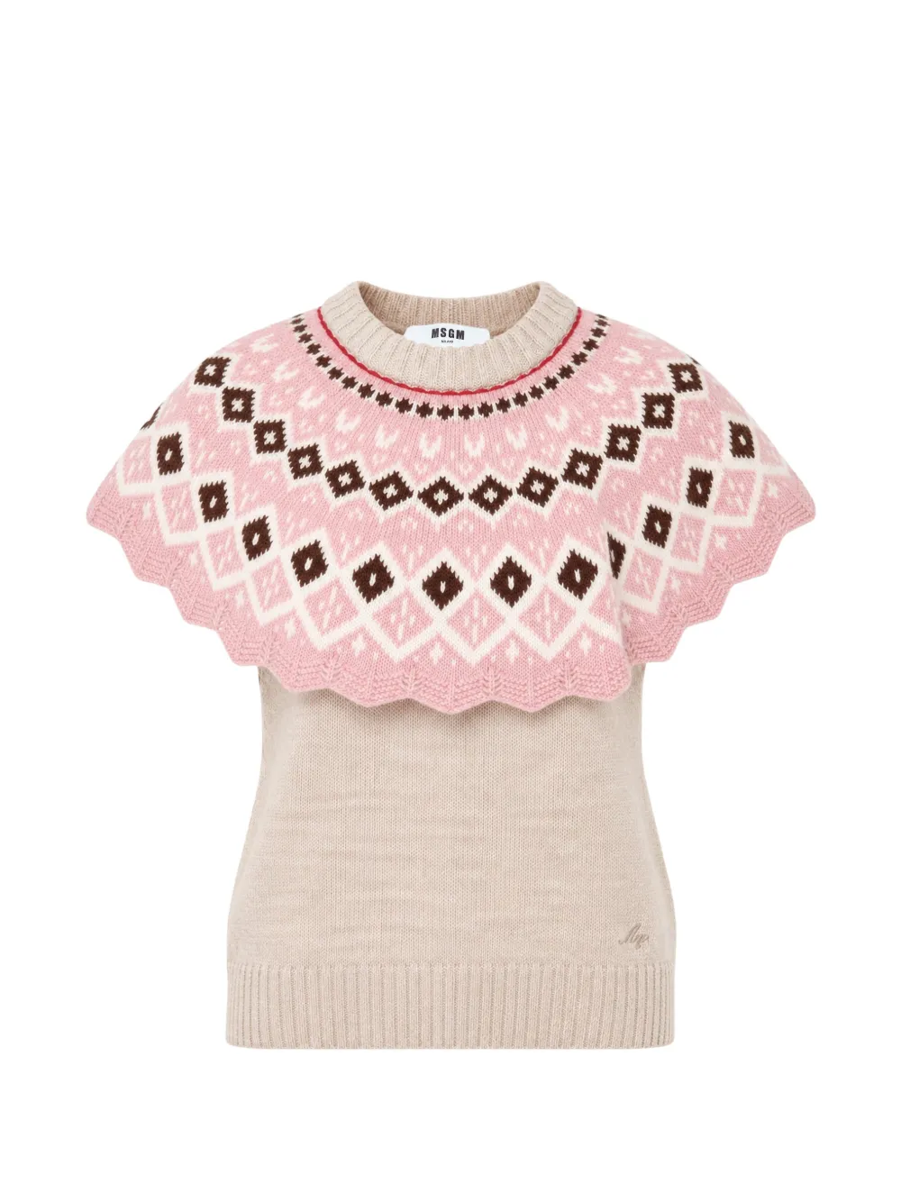 MSGM capelet-detail sweater - Nude
