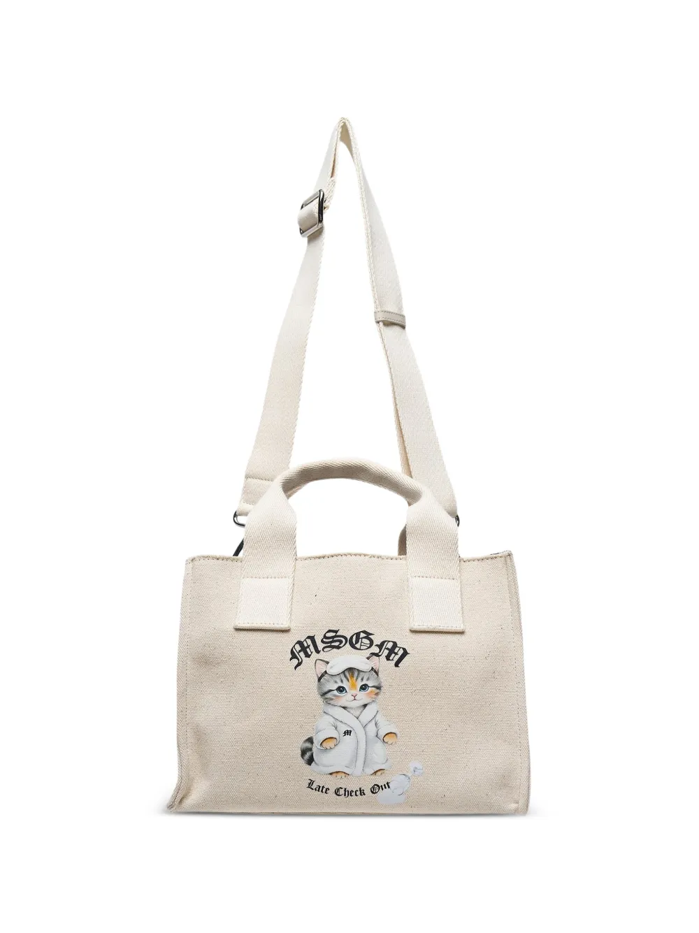 Msgm Cat-print Tote Bag In Blue