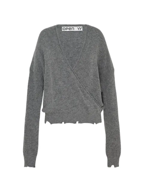 Open YY distressed wrap sweater