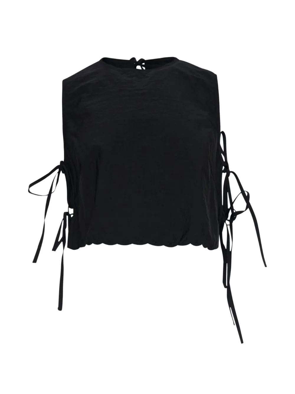 Cecilie Bahnsen embroidered lace-up top - Nero
