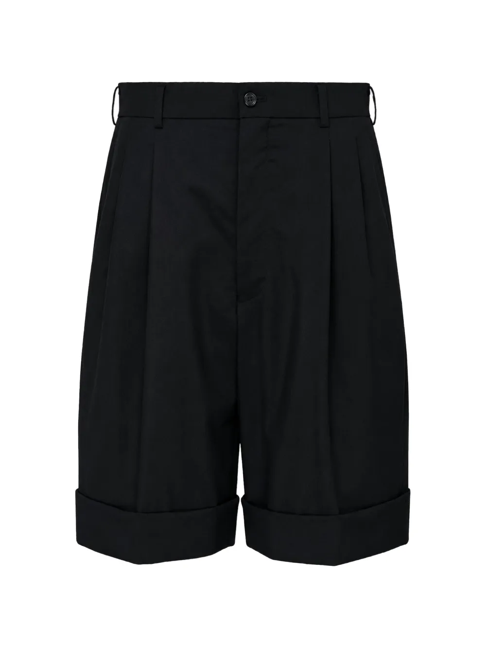 Comme Des Garcons Girl Pleated Turn-up Shorts In Schwarz