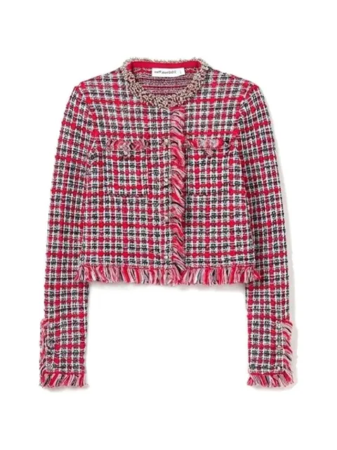 Self-Portrait frayed-trim tweed jacket