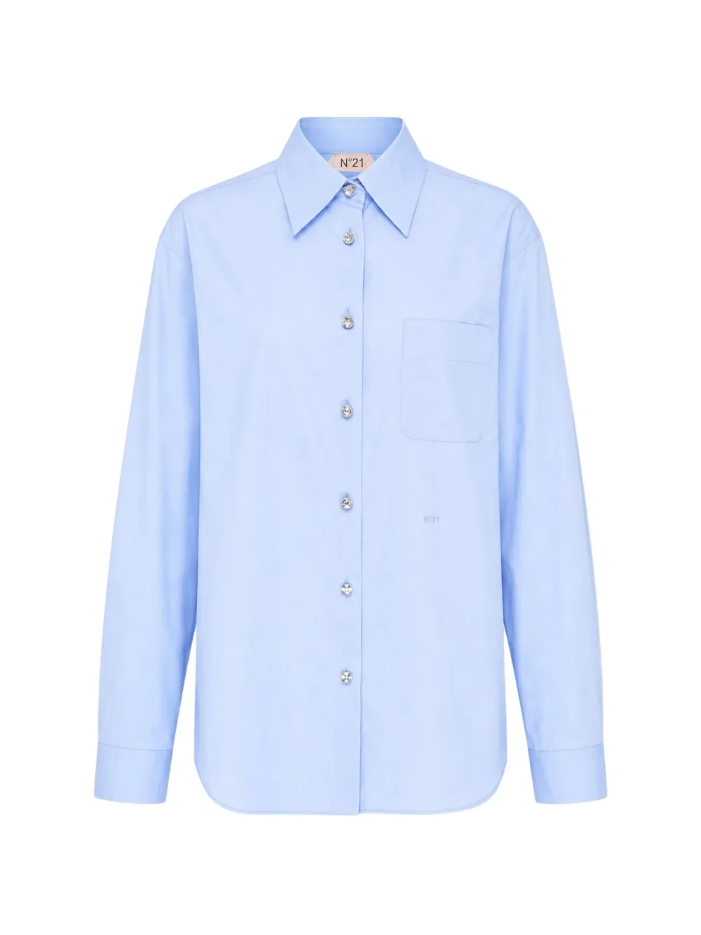 Nº21 crystal-button poplin shirt - Blau