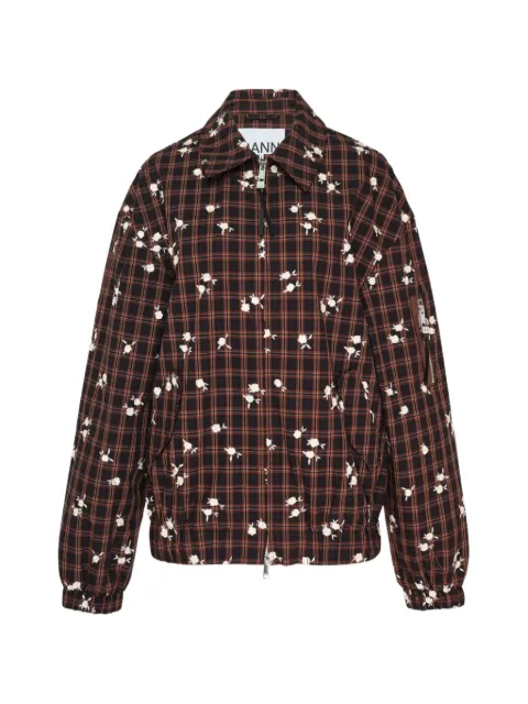 GANNI bomber in printed check