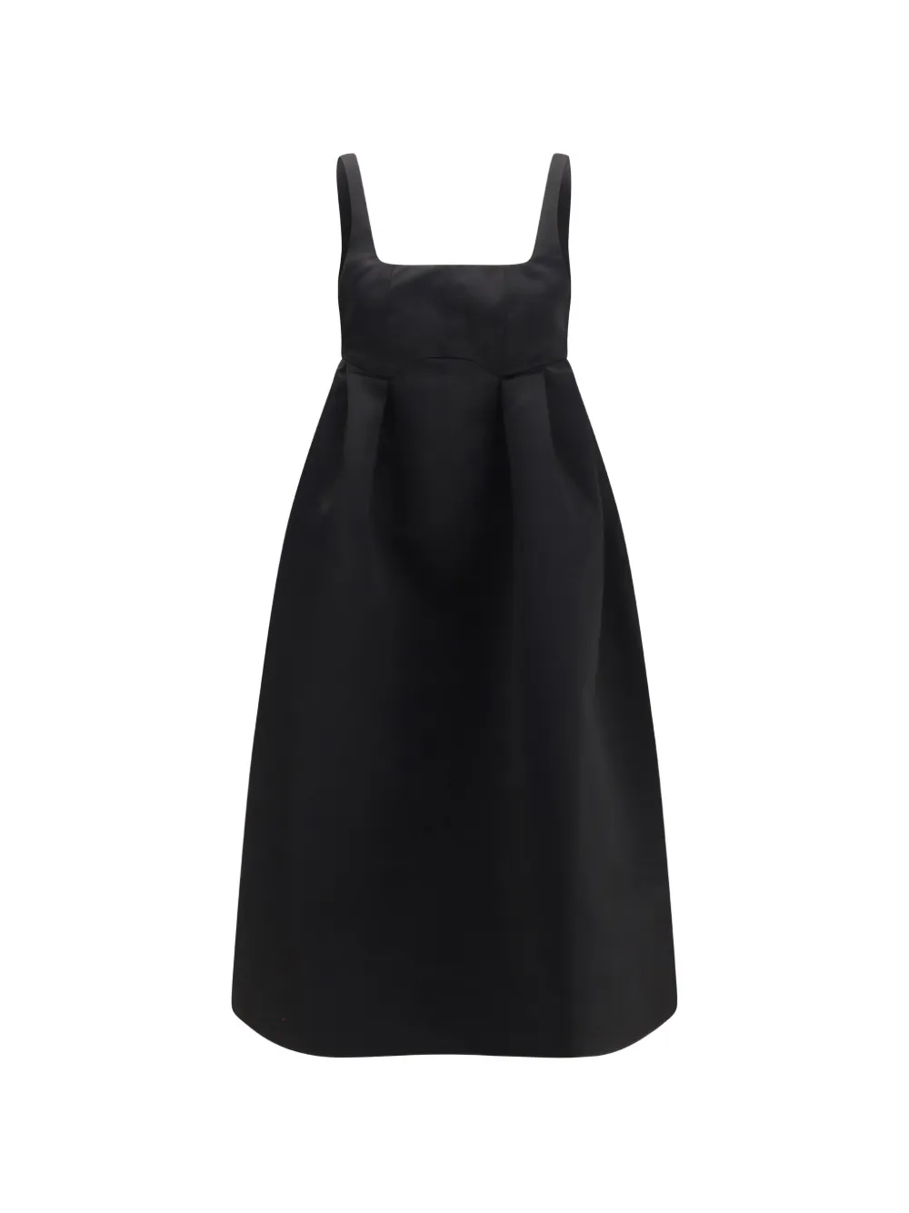 Ganni Square-neck Midi Dress In Black