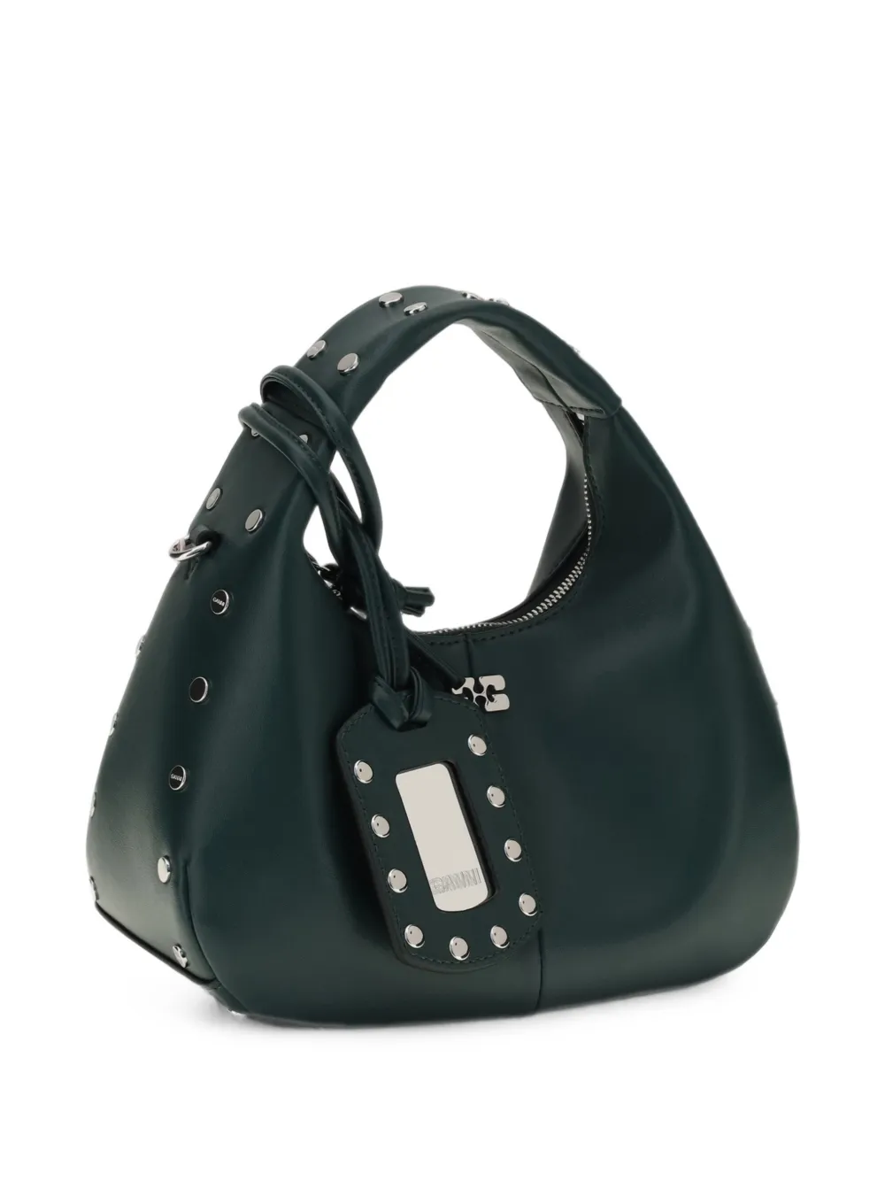 GANNI studded-embellishment leather tote bag - Verde