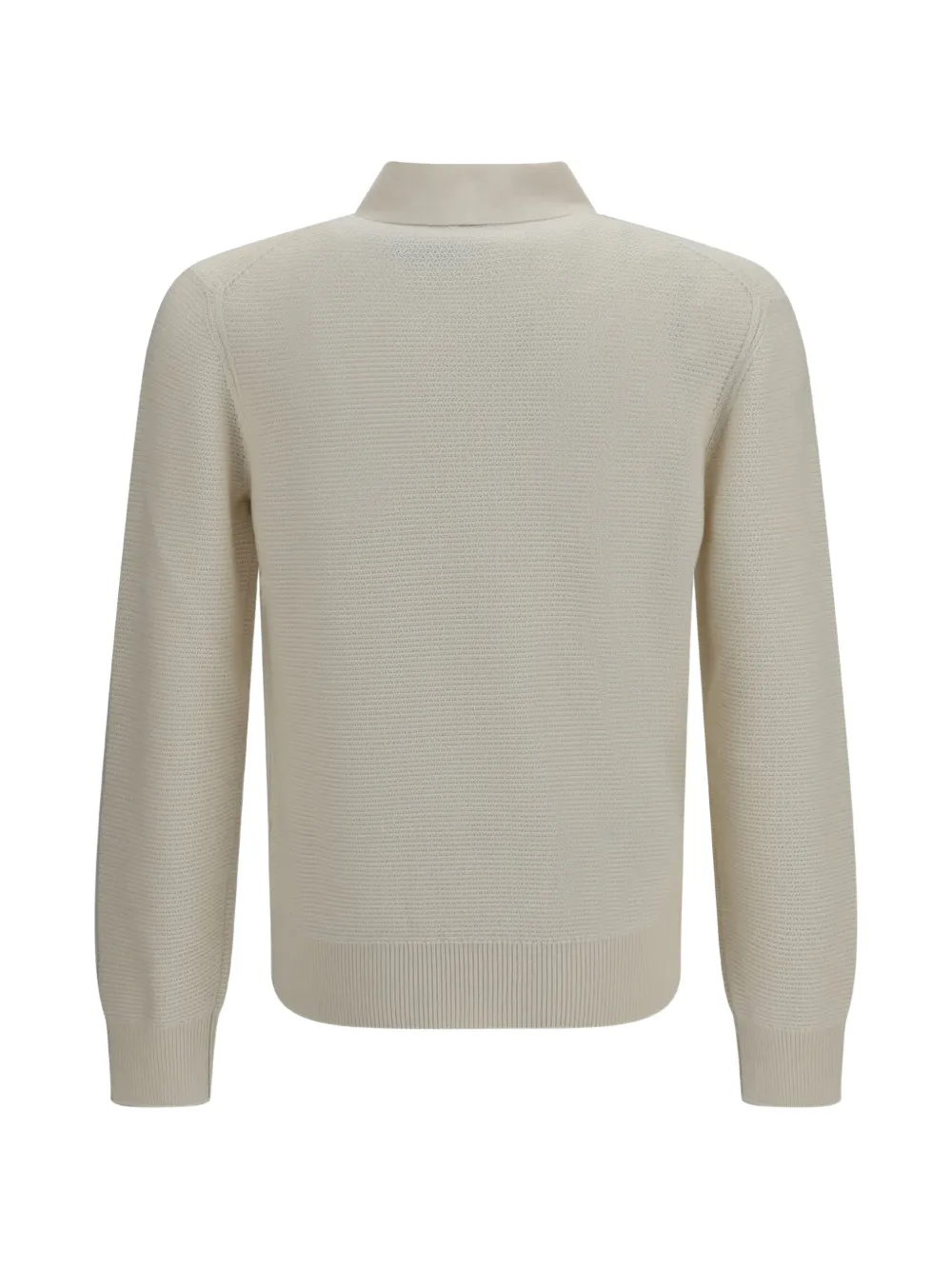 Zegna waffle-knit long-sleeve polo shirt Beige