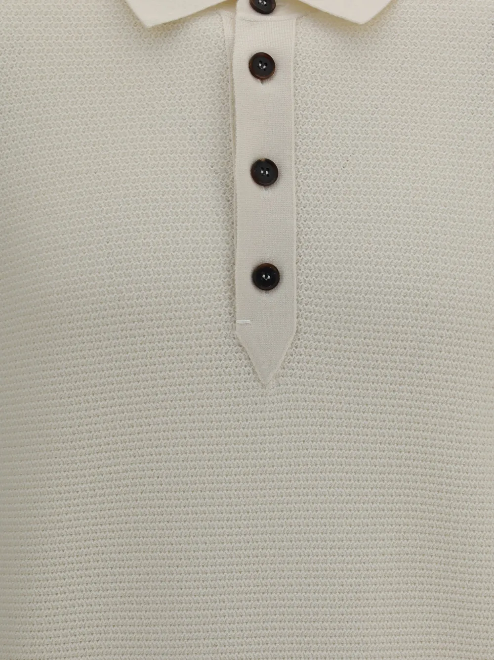 Zegna waffle-knit long-sleeve polo shirt Beige